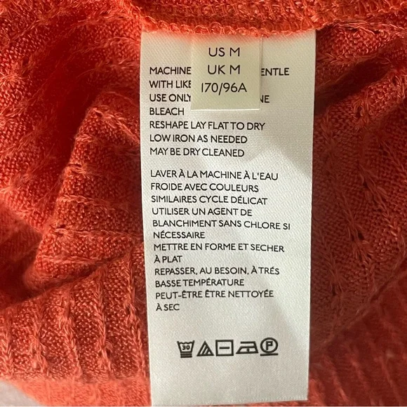 ANTHROPOLOGIE MAEVE ADDIE RUFFLED HEM HACCI LONG SLEEVE COWL NECK TOP ORANGE MED - Picture 8 of 11